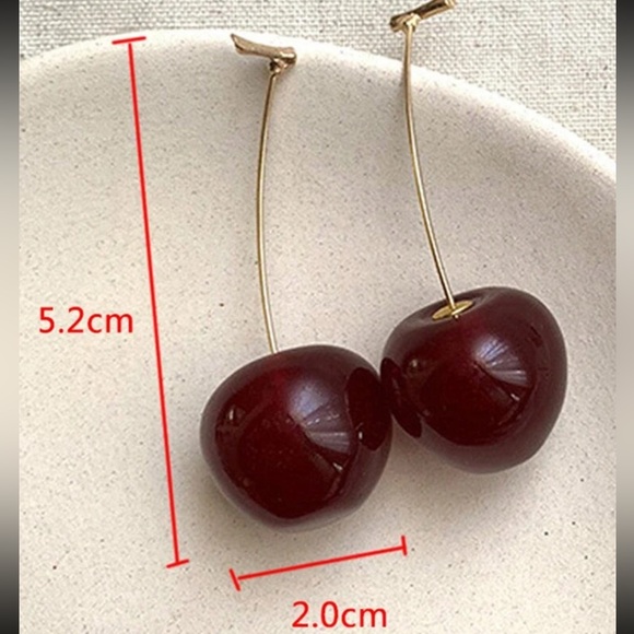 Cherry Red Long Pendant Retro, Boho, Fun Earrings - Picture 3 of 8